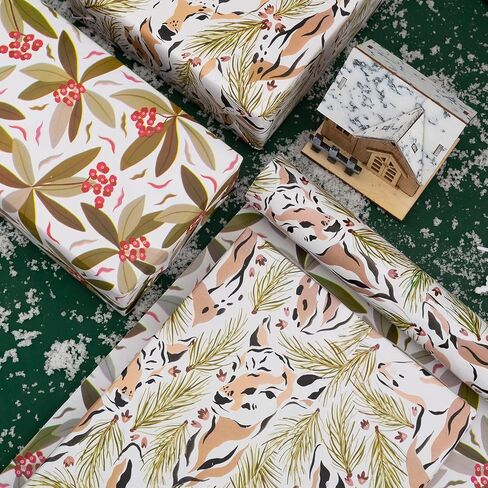 Vnaaem Reversible Christmas Wrapping Paper - Mini Roll - 17 Inches X 33 Feet - for Girls Boys Kids Men Women - Pink Gnome and Snowflakes Pattern Great for Holiday Birthday, Party, Baby Shower in Saudi Arabia