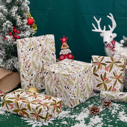 Vnaaem Reversible Christmas Wrapping Paper - Mini Roll - 17 Inches X 33 Feet - for Girls Boys Kids Men Women - Pink Gnome and Snowflakes Pattern Great for Holiday Birthday, Party, Baby Shower in Saudi Arabia