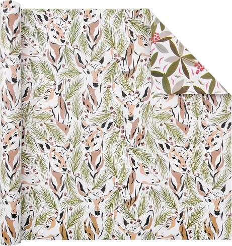 Vnaaem Reversible Christmas Wrapping Paper - Mini Roll - 17 Inches X 33 Feet - for Girls Boys Kids Men Women - Pink Gnome and Snowflakes Pattern Great for Holiday Birthday, Party, Baby Shower in Saudi Arabia