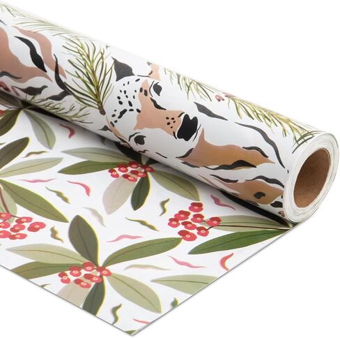 Vnaaem Reversible Christmas Wrapping Paper - Mini Roll - 17 Inches X 33 Feet - for Girls Boys Kids Men Women - Pink Gnome and Snowflakes Pattern Great for Holiday Birthday, Party, Baby Shower in Saudi Arabia