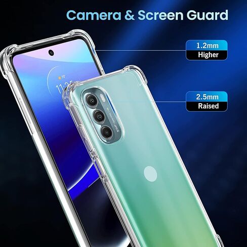 KIOMY Clear Case for Motorola Moto G Stylus 5G 2022 with 2pcs Tempered Glass Screen Protectors Hybrid Anti Yellow Hard PC Panel with Flexible TPU Frame Shockproof Bumper Protection Transparent Cover in Saudi Arabia