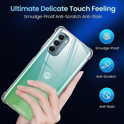 KIOMY Clear Case for Motorola Moto G Stylus 5G 2022 with 2pcs Tempered Glass Screen Protectors Hybrid Anti Yellow Hard PC Panel with Flexible TPU Frame Shockproof Bumper Protection Transparent Cover in Saudi Arabia