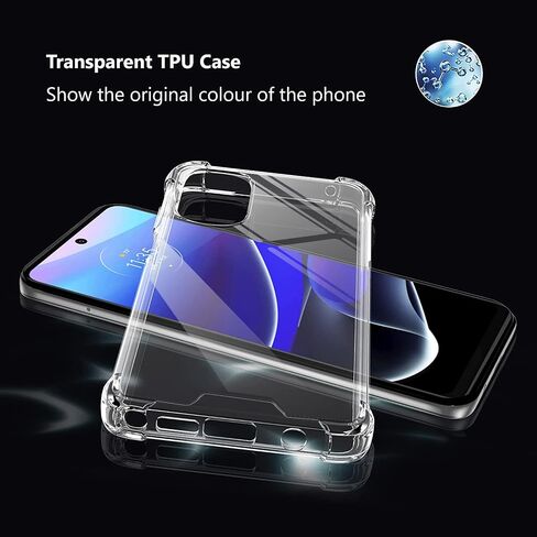 KIOMY Clear Case for Motorola Moto G Stylus 5G 2022 with 2pcs Tempered Glass Screen Protectors Hybrid Anti Yellow Hard PC Panel with Flexible TPU Frame Shockproof Bumper Protection Transparent Cover in Saudi Arabia
