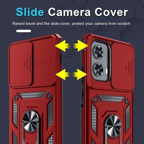 Janmitta متوافق مع حافظة Moto Edge 2022، غطاء عدسة كاميرا منزلق مدمج + واقي شاشة + مسند معدني، غطاء كامل الجسم مقاوم للصدمات عالي التحمل، أسود in Kuwait