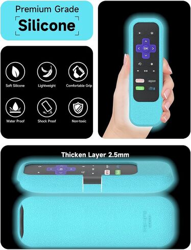 حافظة واقية لـ Roku Express HD/Express+، Roku 2 (4210R)، Roku LT، Premiere، RC83، عصا البث RC41، 3800RT، TCL TV R655 حافظة تحكم عن بعد خفيفة الوزن من السيليكون المقاوم للصدمات (يتوهج باللون الأزرق الداكن) in Saudi Arabia