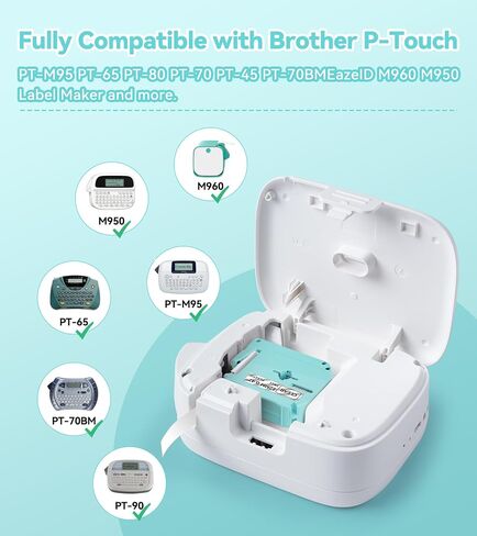 أشرطة صانع الملصقات M950 M-K231 بديلة لشريط Brother P-Touch M M-K231s M231 MK231 M-231 12 مم 0.47 أبيض لأخيه Ptouch PT-M95 PT-70BM PT-90 PT-85 PT65 45 عبوات صانع الملصقات، 4 عبوات in Saudi Arabia