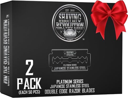 50 Count Double Edge Razor Blades - Men's Safety for Shaving Platinum Japanese Stainless Steel a Smooth, Precise and Clean Shave in Kuwait