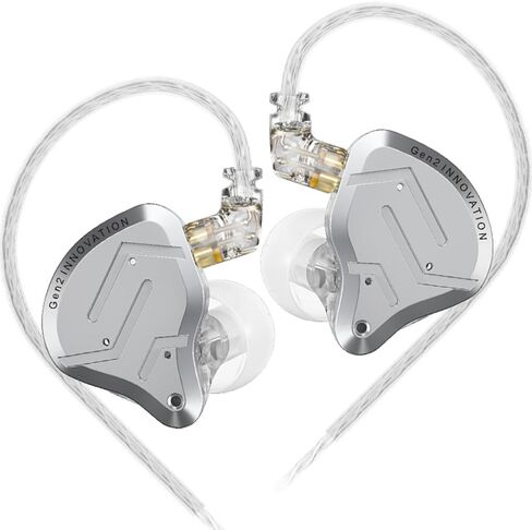 KZ ZSN PRO 2 HiFi IEM Earbud, Dynamic Driver and Balanced Armature Hybrid in-Ear Headphone,KZ Heavy Bass Music Wired Earphone (Silver, Without mic) in Saudi Arabia