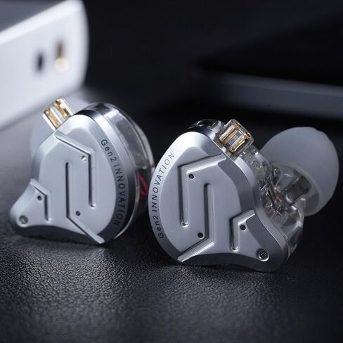 KZ ZSN PRO 2 HiFi IEM Earbud, Dynamic Driver and Balanced Armature Hybrid in-Ear Headphone,KZ Heavy Bass Music Wired Earphone (Silver, Without mic) in Saudi Arabia
