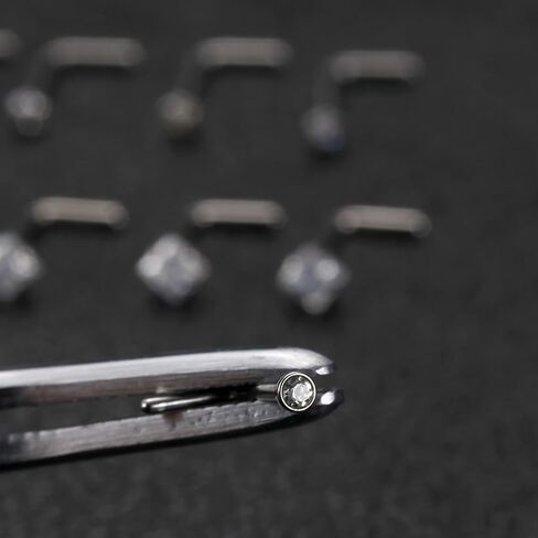 AllerPierce 20G 20Pcs Nose Studs Rings Stainless Steel CZ L Shape Bone Screw Stud Nose Piercing Jewelry for Women Men Hypoallergenic Nose Pin 1.5mm 2mm 2.5mm 3mm in Saudi Arabia