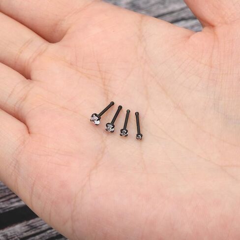 AllerPierce 20G 20Pcs Nose Studs Rings Stainless Steel CZ L Shape Bone Screw Stud Nose Piercing Jewelry for Women Men Hypoallergenic Nose Pin 1.5mm 2mm 2.5mm 3mm in Saudi Arabia