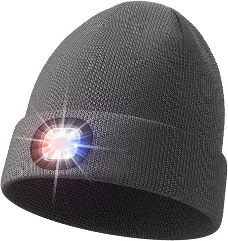 Unisex Beanie with The Light, Gifts for Men Women Husband, USB Rechargeable Headlamp, Winter Knitted Cap, Running Hunting Hiking Camping Gear Black in Saudi Arabia
