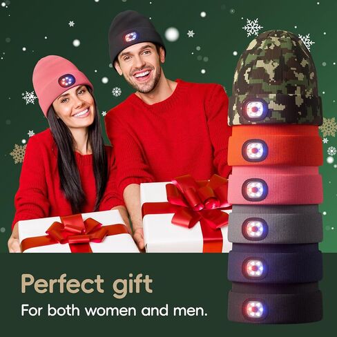 Unisex Beanie with The Light, Gifts for Men Women Husband, USB Rechargeable Headlamp, Winter Knitted Cap, Running Hunting Hiking Camping Gear Black in Saudi Arabia