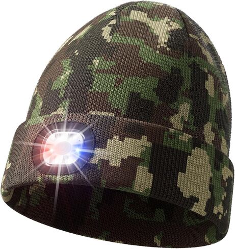 Unisex Beanie with The Light, Gifts for Men Women Husband, USB Rechargeable Headlamp, Winter Knitted Cap, Running Hunting Hiking Camping Gear Black in Saudi Arabia