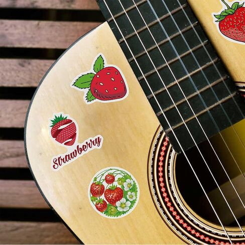 50 Pcs Strawberry Stickers, Cartoon Cute Strawberry Vinyl Laptops Decorative Decals, Gxizlba Funny Strawberry Sticker for DIY Water Bottle Journal Scrapbook Guitar in Saudi Arabia