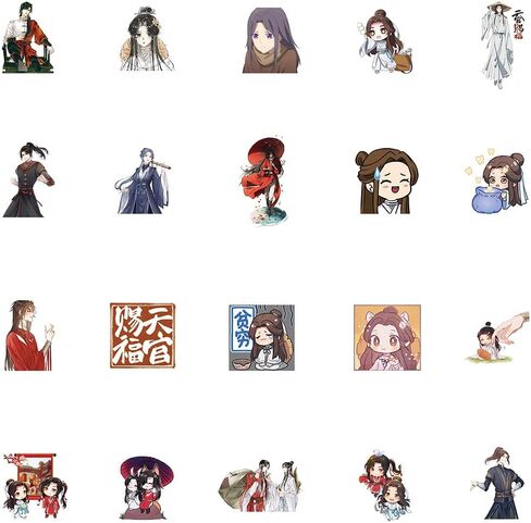 65Pcs Anime Tian Guan Ci Fu Hua Cheng Xie Lian Cosplay Stickers God Blesses The People Cute Sticker for Laptop Skateboard in Saudi Arabia