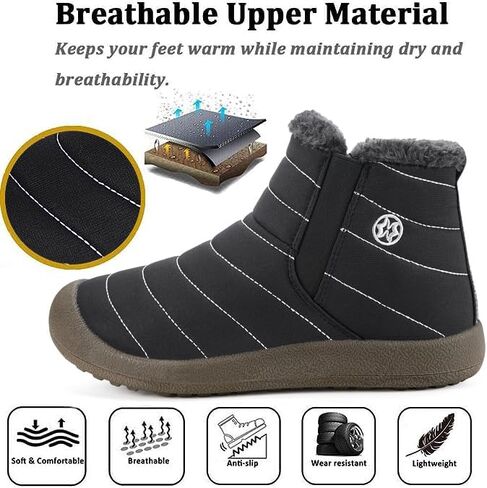 Eagsouni Womens Mens Snow Boots Winter Shoes Slip On Ankle Booties Anti-Slip Water Resistant Fully Fur Lined Outdoor Sneakers in Kuwait