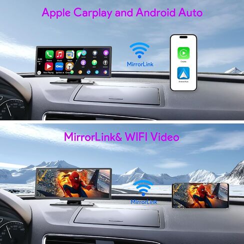 شاشة Carplay لاسلكية للسيارة - ستيريو سيارة محمول مع Carplay لاسلكي وAndroid Auto، بلوتوث، AirPlay، GPS، Googel، جهاز إرسال AUX/FM لجميع المركبات in Saudi Arabia