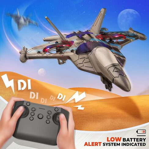BEZGAR Drones for Kids | 2.4GHZ RC Plane, 6-axis Gyro Remote Control Airplane, RC Helicopter, 360° Flip Fighter Jet Toy, Toys for ages 8-13 with Colorful LED Navigation Lights Red in Kuwait