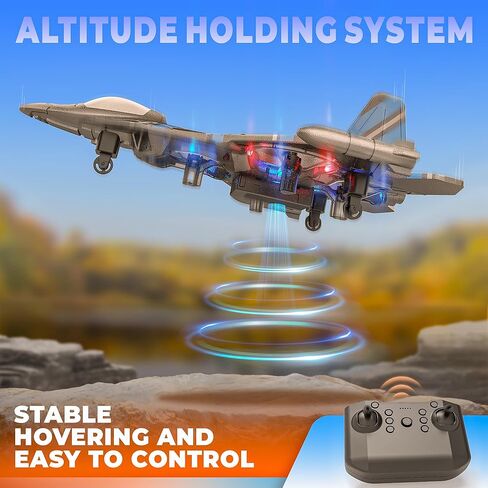 BEZGAR Drones for Kids | 2.4GHZ RC Plane, 6-axis Gyro Remote Control Airplane, RC Helicopter, 360° Flip Fighter Jet Toy, Toys for ages 8-13 with Colorful LED Navigation Lights Red in Kuwait