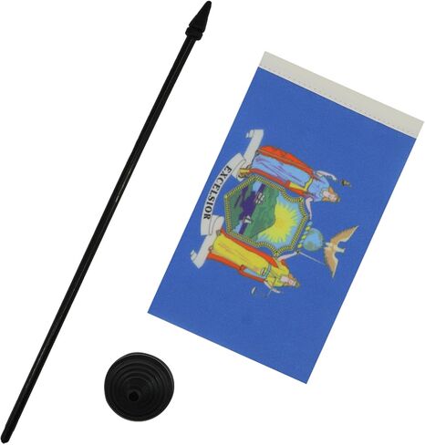 AZ FLAG Illinois Table Flag 4'' x 6'' - US State of Illinois Desk Flag 15 x 10 cm - Black Plastic Stick and Base in Kuwait