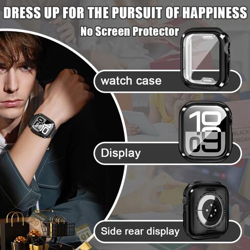 top4cus 42mm (Series 10) Cover Soft TPU Anti-Scratch Lightweight 42mm Iwatch Case All-Around Screen Protector, Optional Cases Compatible with Apple Watch Series 9/8/7/6/SE/SE2/5/4/3/2/1 - Gold in Saudi Arabia