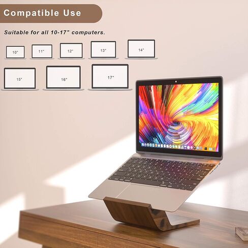حامل كمبيوتر محمول للمكتب، حامل كمبيوتر محمول مريح، حامل كمبيوتر محمول خشبي متوافق مع MacBook Dell Lenovo Surface HP 10-15.6 بوصة، خشب in Kuwait