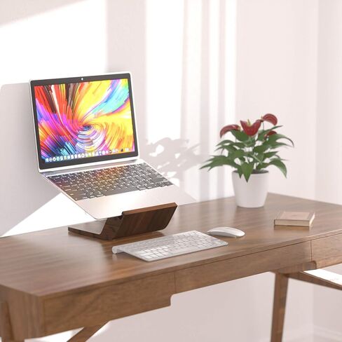 حامل كمبيوتر محمول للمكتب، حامل كمبيوتر محمول مريح، حامل كمبيوتر محمول خشبي متوافق مع MacBook Dell Lenovo Surface HP 10-15.6 بوصة، خشب in Kuwait