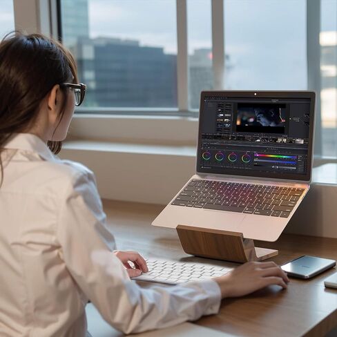 حامل كمبيوتر محمول للمكتب، حامل كمبيوتر محمول مريح، حامل كمبيوتر محمول خشبي متوافق مع MacBook Dell Lenovo Surface HP 10-15.6 بوصة، خشب in Kuwait