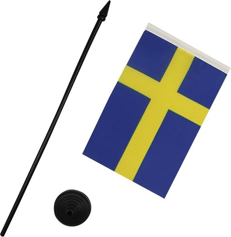 AZ FLAG Poland Table Flag 4'' x 6'' - Polish Desk Flag 15 x 10 cm - Black Plastic Stick and Base in Kuwait