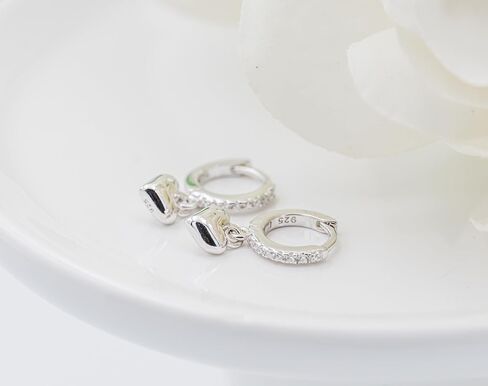 Girls Sterling Silver Huggie Earrings with Drop Heart or Cross for Kids, Teens or Women in Saudi Arabia