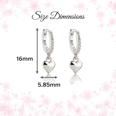 Girls Sterling Silver Huggie Earrings with Drop Heart or Cross for Kids, Teens or Women in Saudi Arabia