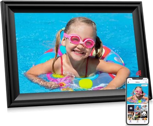 Digital Picture Frame WiFi Digital Photo Frame, IPS HD Display Touch Screen,32GB Storage, Slideshow, Wall Mountable, Auto-Rotate, Share Photos and Video via Uhale App, Silver Mirrored in Saudi Arabia
