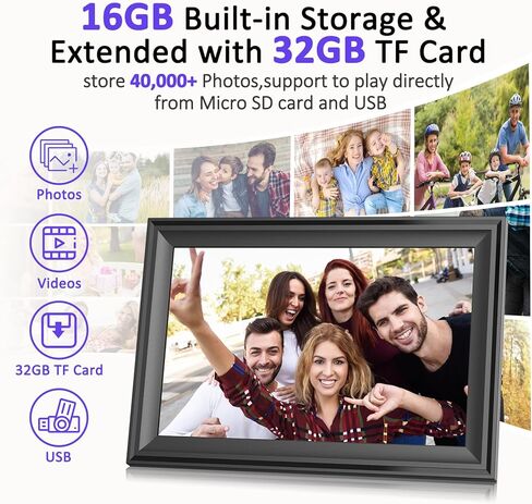 Digital Picture Frame WiFi Digital Photo Frame, IPS HD Display Touch Screen,32GB Storage, Slideshow, Wall Mountable, Auto-Rotate, Share Photos and Video via Uhale App, Silver Mirrored in Saudi Arabia
