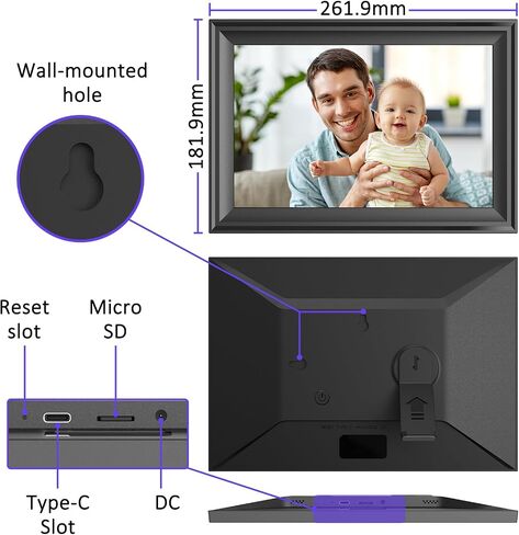 Digital Picture Frame WiFi Digital Photo Frame, IPS HD Display Touch Screen,32GB Storage, Slideshow, Wall Mountable, Auto-Rotate, Share Photos and Video via Uhale App, Silver Mirrored in Saudi Arabia