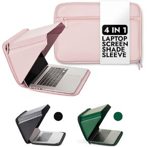 غطاء/حقيبة لمظلة الشمس والخصوصية | عالمي لجميع أجهزة MacBook مقاس 13 بوصة منذ 2018 (أجهزة الكمبيوتر المحمولة الأخرى - راجع مخطط القياس) | أسود | مصنوع من جلد القنب والجلد النباتي | رقم براءة الاختراع D790551