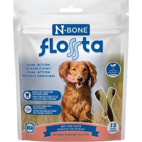 N-Bone FLOSSta Dual Action Dental Chews Beef Liver Flavor, 6.4-oz Bag
