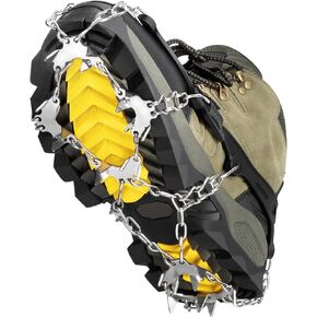 24 Spikes Crampons for Shoes, Anti Slip Ice Cleats for Shoes and Boots, Traction Ice Snow Grip with Stainless Steel Spikes and Silicone Men Women for Hiking, Walking, Climbing, Jogging,Fishing