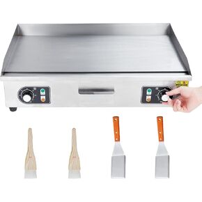 Commercial Electric Grill for Perfectly Grilled Meals - 14-Inch Countertop Teppanyaki Flat Grill, Non-Stick Surface, Durable Stainless Steel, Adjustable Temperature Control, and Efficient 110V Power in Saudi Arabia