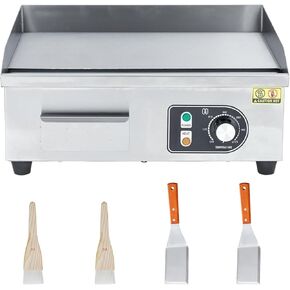 Commercial Electric Grill for Perfectly Grilled Meals - 14-Inch Countertop Teppanyaki Flat Grill, Non-Stick Surface, Durable Stainless Steel, Adjustable Temperature Control, and Efficient 110V Power