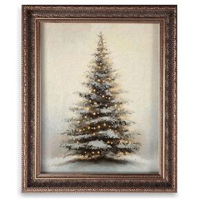 Vintage Christmas Tree Painting Print, Santa Claus Christmas Art Print, Antique Holiday Winter Wall Decor, Winter Xmas Vintage Wall Art, Holiday Decor (11 x 14 in Print Unframed, Santa Flying)