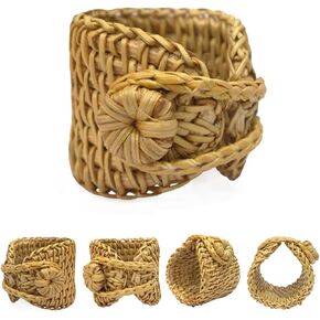 Set of 4 Eco-Friendly Wicker Napkin Rings, Elegant Fall Napkin Rings for Table Decoration, Sustainable Handmade Napkin Ring Set, Perfect for Fall Gatherings and Celebrations