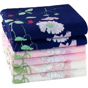 HOULIFE Women Cotton Handkerchiefs Vintage Floral Print Handkerchief 60S Combed Cotton Ladies Hankies 6/12PCS 17.7×17.7"