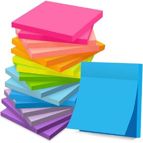 (18 Pack) Sticky Notes 3x3, Self-Stick Pads Bright Colors Sticky Note, Recyclable, Easy to Post for Home, Office, Notebook