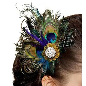 Boho Peacock Feather Hair Clip Festival Hair Accessories Charm Hairpiece Jewelry Handmade Hair Decoration for Women and Girls