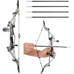 AMEYXGS 16.4inch Mini Lever Bow Recurve Bow Stainless Steel Includes 4/8 Arrows and Target Paper