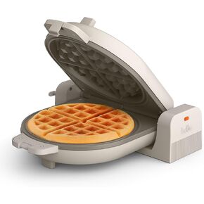 bella Flip-n-Store Waffle Maker with EverGood™ Ceramic Nonstick Coating, Fits-anywhere™ Kitchenware, Power Indicator Light, Cool Touch Handle & Cord Wrap, 7" Wide & 1" Deep Plates, 1000 Watt, Oatmilk