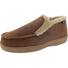 Clarks Men's Suede Leather Sherpa Lined Ankle Bootie Slippers, JMH1952 - Indoor/Outdoor Slip-Ons - Comfy & Durable Ankle Boots with Plush Lining Padded Insole & Gripped Rubber Outsoles