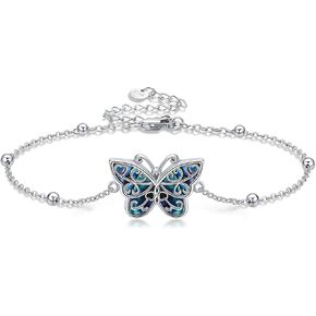 YAFEINI Butterfly Bracelet Sterling Silver Butterfly Bracelet Love Knot Celtic Filigree Butterfly Jewelry Gifts for Women