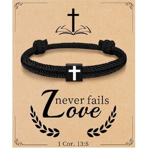 First Communion Gifts for Teen Boys, Stocking Stuffers for Teens Cross Bracelet for Men Christmas Basket Jesus Bible Verse Peter Easter Baskets Inspirational Gifts Handmade Rope Jewelry in Saudi Arabia